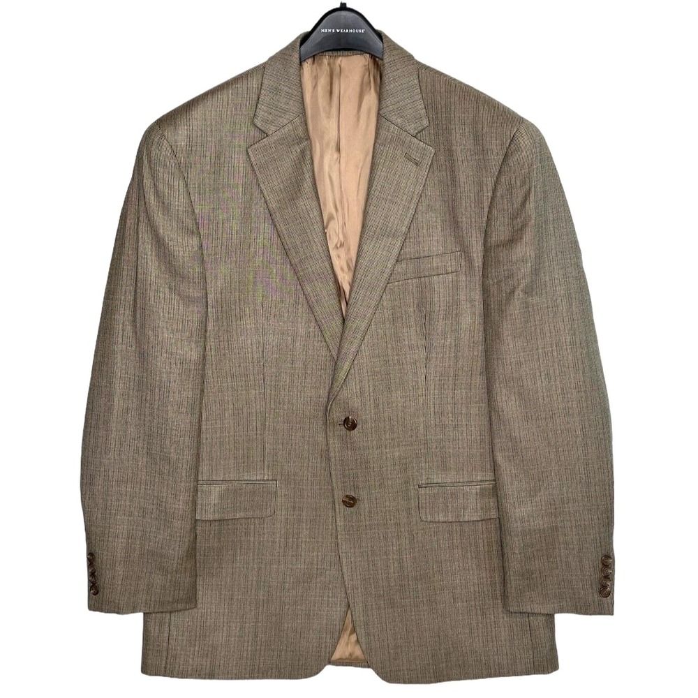 Chaps Mens Sport Coat Jacket Silk & Wool Brown Single Breasted Single Vent 42L